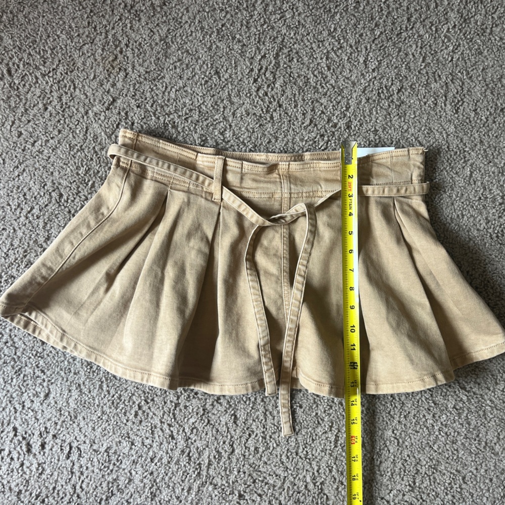 NWT AMERICAN EAGLE Brown/ Khaki Stretch Mid-rise Pleated Mini Skort Women’s US 8 - Picture 7 of 11